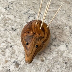 Wooden Hedgehog Toothpick Holder